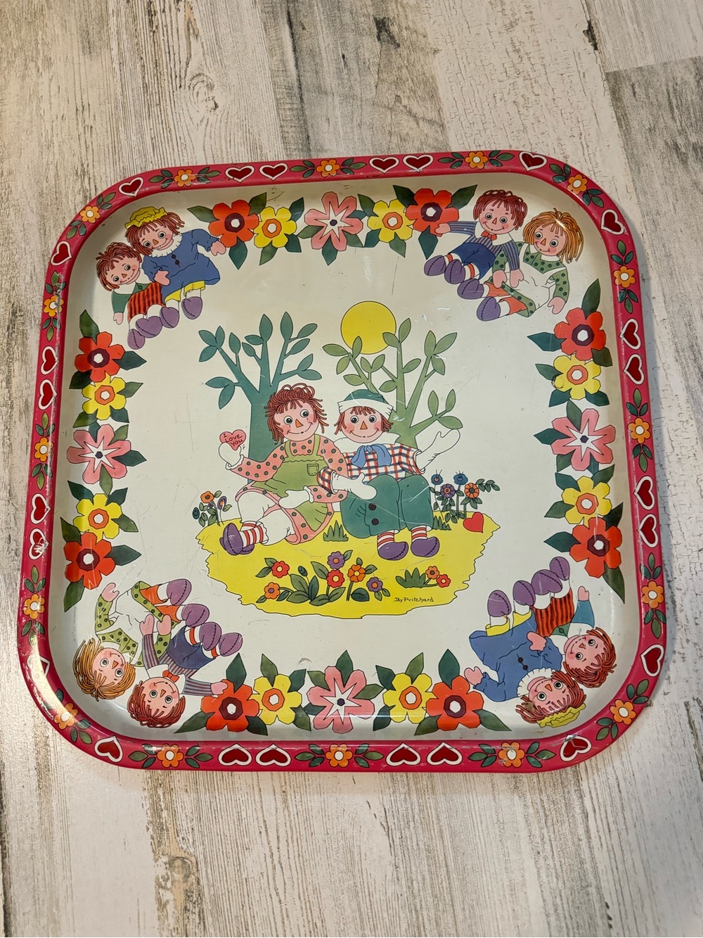 Daher Vintage Raggedy Ann & Andy Metal Serving Tray Wall Decor England